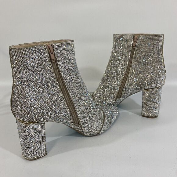 Betsey Johnson Cady Go Go Ankle Boots Silver Rhinestone Disco Dancing 9.5 - Picture 8 of 12